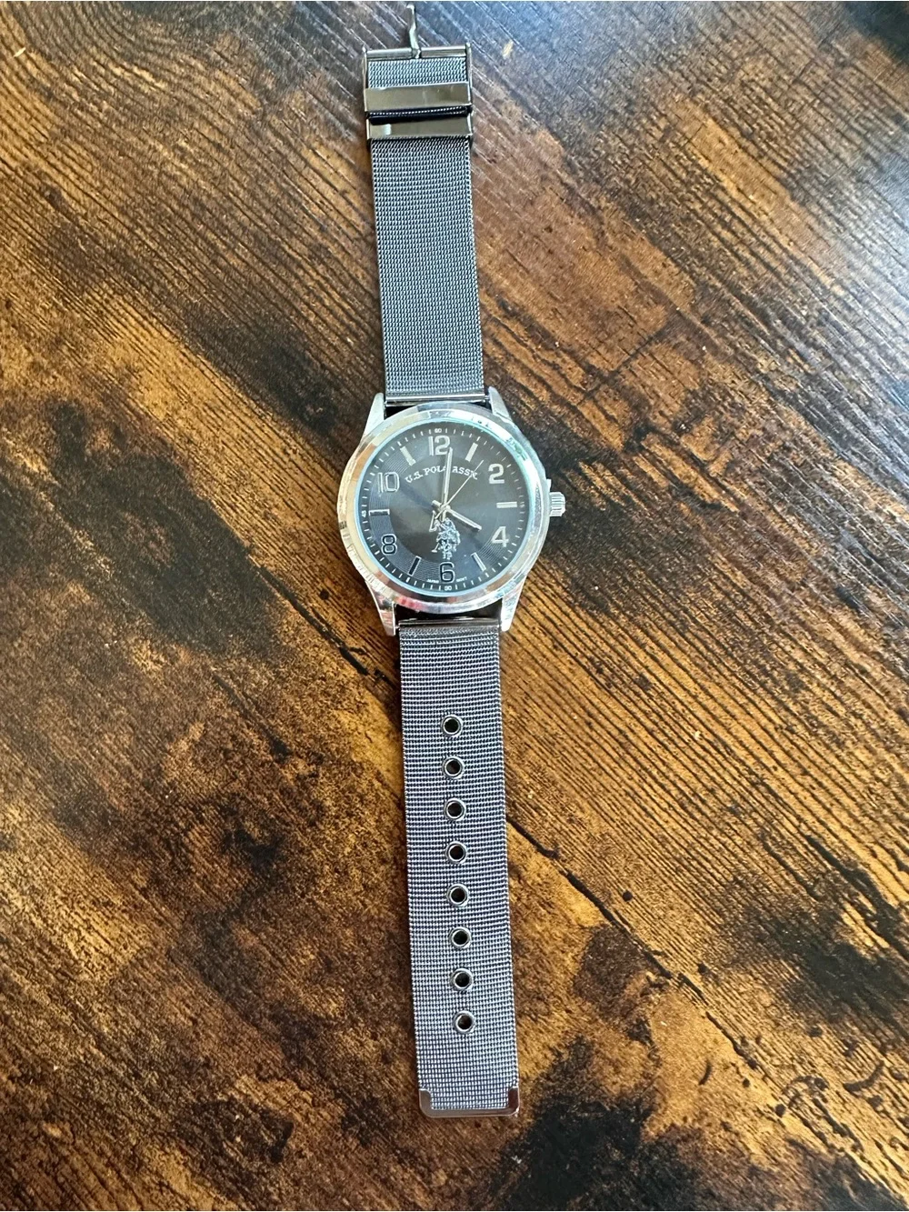 U S Polo Assn Men's Gray Dial Stainless Steel Mesh Watch